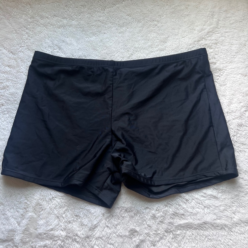Aqua Eve Black Boy Short Swim Bottoms Plus Size 20W High Rise Lined Stretch
